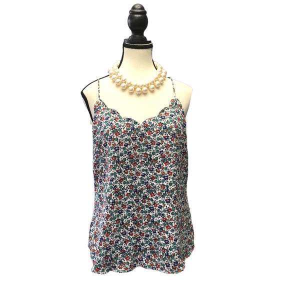 J. Crew Tops - JCrew Adjustable Strap Scallope Front Floral Size 6 Lined Top